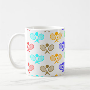 Colourful Tennis Seamless Pattern - Racket and Bal Coffee Mug