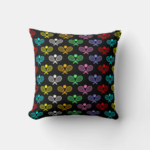 Colourful Tennis Seamless Pattern - Racket and Bal Cushion