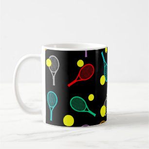 Colourful Tennis Seamless Pattern - Racket & Ball Coffee Mug