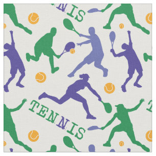 Colourful tennis silhouettes1 customizable fabric
