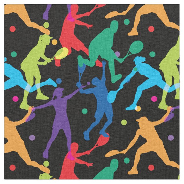 Colourful tennis silhouettes  - customisable! fabric (Close Up)