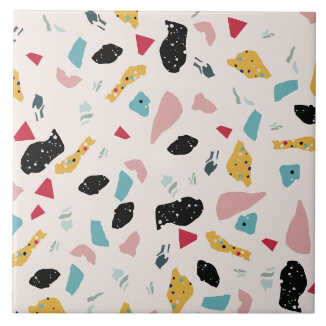 Colourful terrazzo pattern ceramic tile (Front)