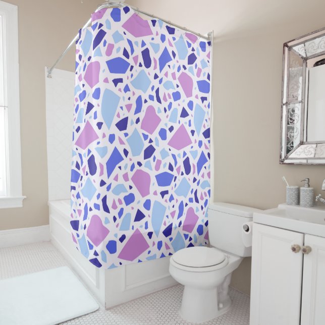Colourful Terrazzo Pattern Shower Curtain (In Situ)