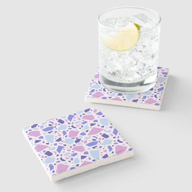 Colourful Terrazzo Pattern Stone Coaster (Side)