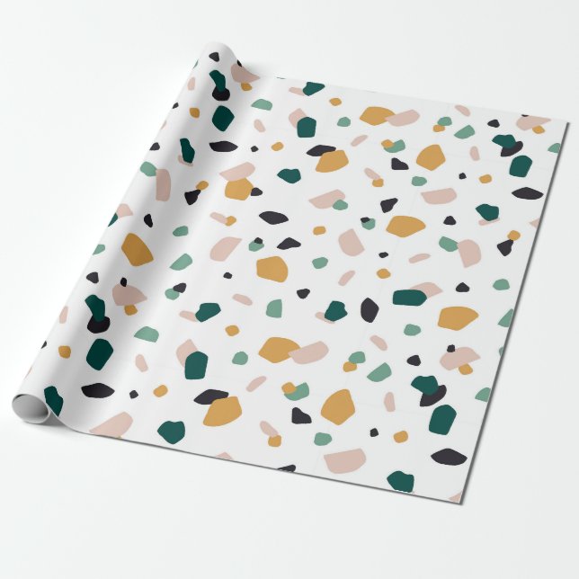 Colourful terrazzo pattern wrapping paper (Unrolled)