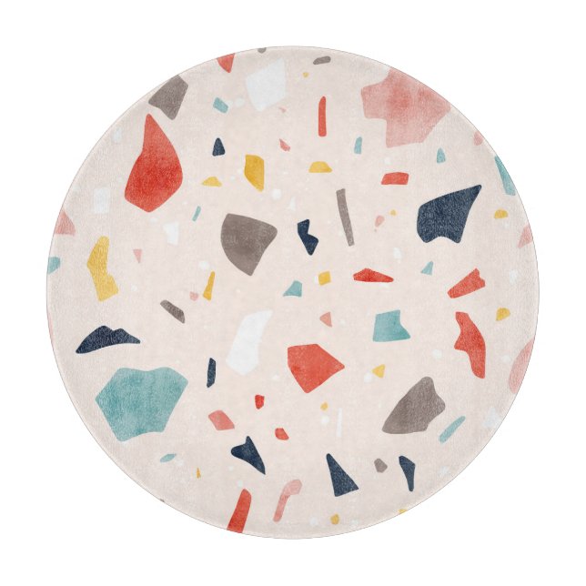 Colourful terrazzo: seamless rock fragments. cutting board (Front)