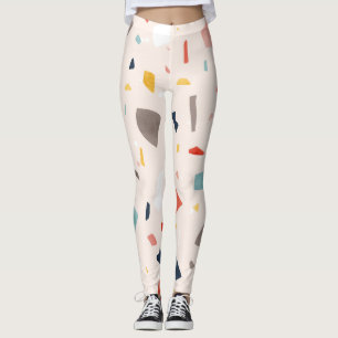 Colourful terrazzo: seamless rock fragments. leggings
