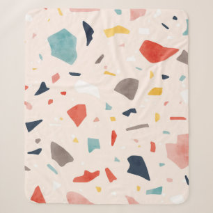 Colourful terrazzo: seamless rock fragments. sherpa blanket