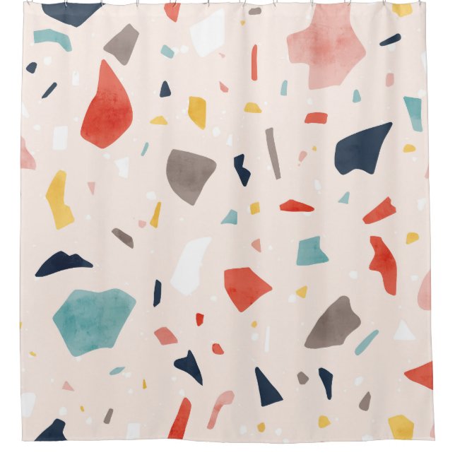 Colourful terrazzo: seamless rock fragments. shower curtain (Front)