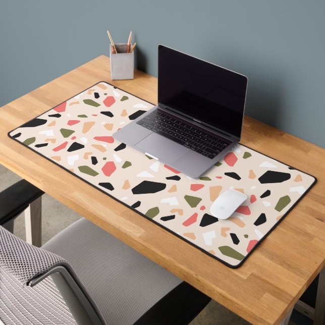 Colourful Terrazzo Shapes Pattern  Desk Mat (Office 2)