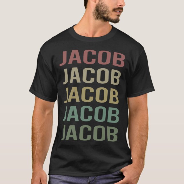 Colourful Text Art - Jacob Name T-Shirt (Front)