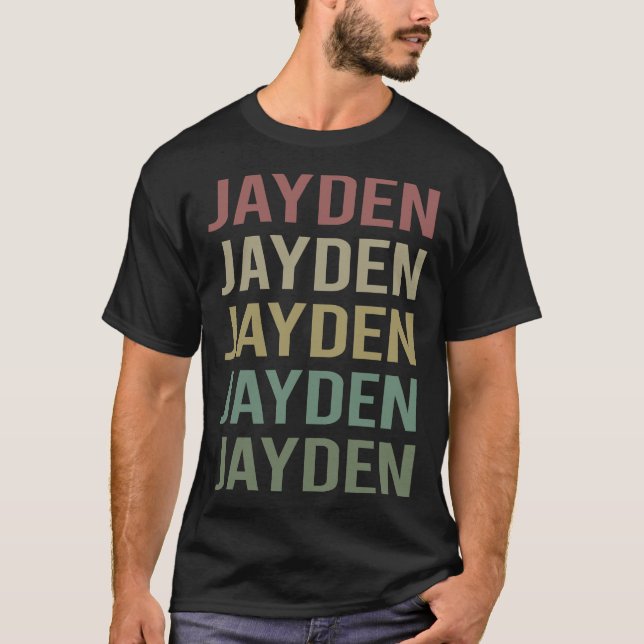 Colourful Text Art - Jayden Name T-Shirt (Front)