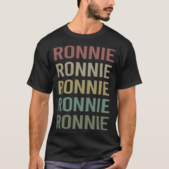 Colourful Text Art - Ronnie Name T-Shirt (Front)