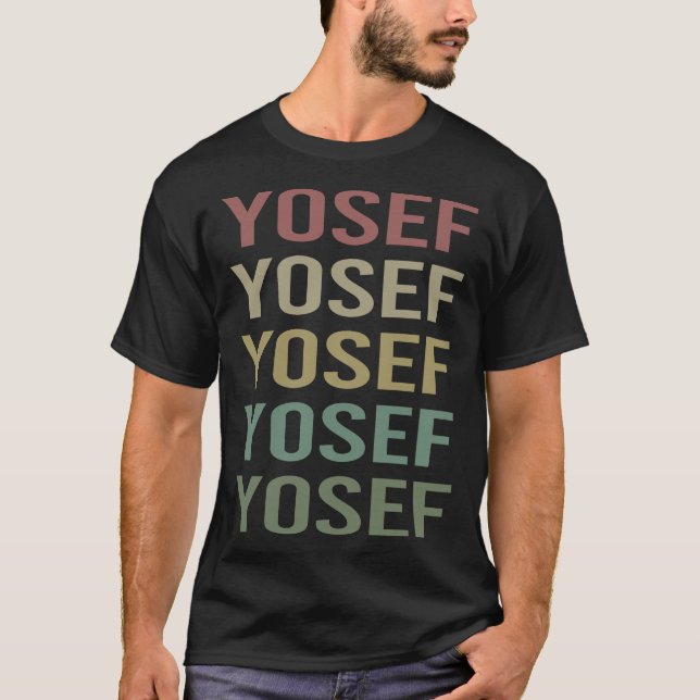 Colourful Text Art - Yosef Name T-Shirt (Front)