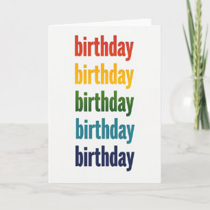 Colourful Text Birthday Card