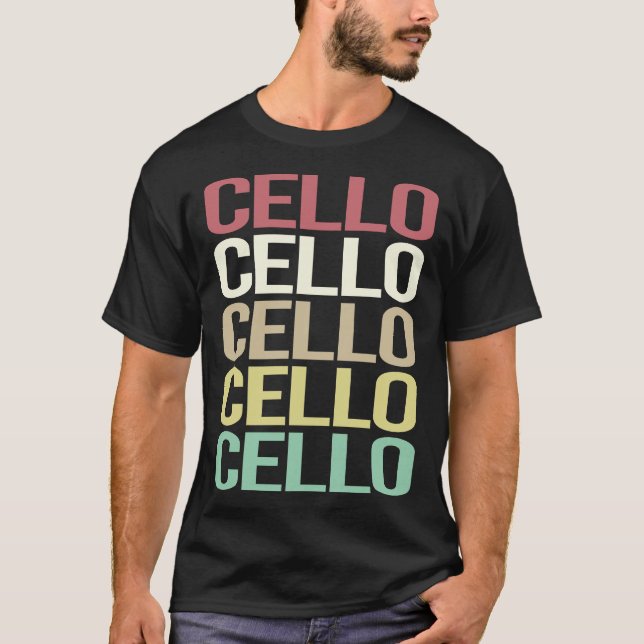 Colourful Text Cello Cellist T-Shirt (Front)