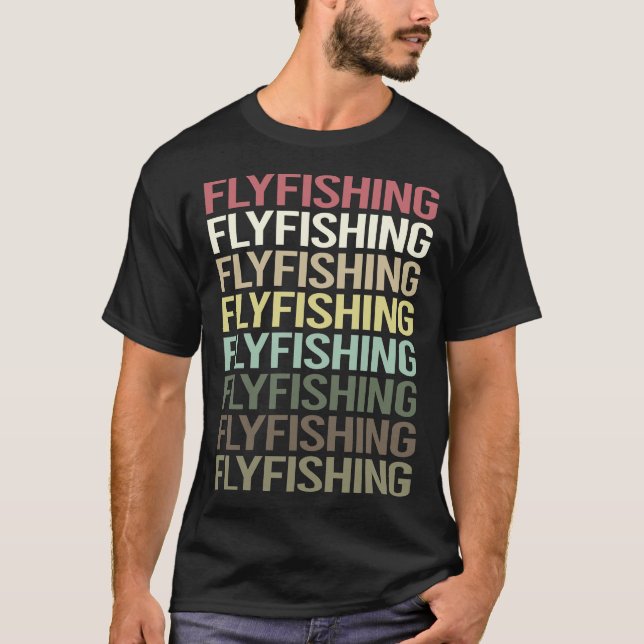 Colourful Text Fly Fishing T-Shirt (Front)