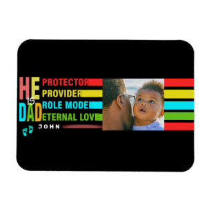 Colourful text He is DAD ,Dad Birthday Gift  Magnet