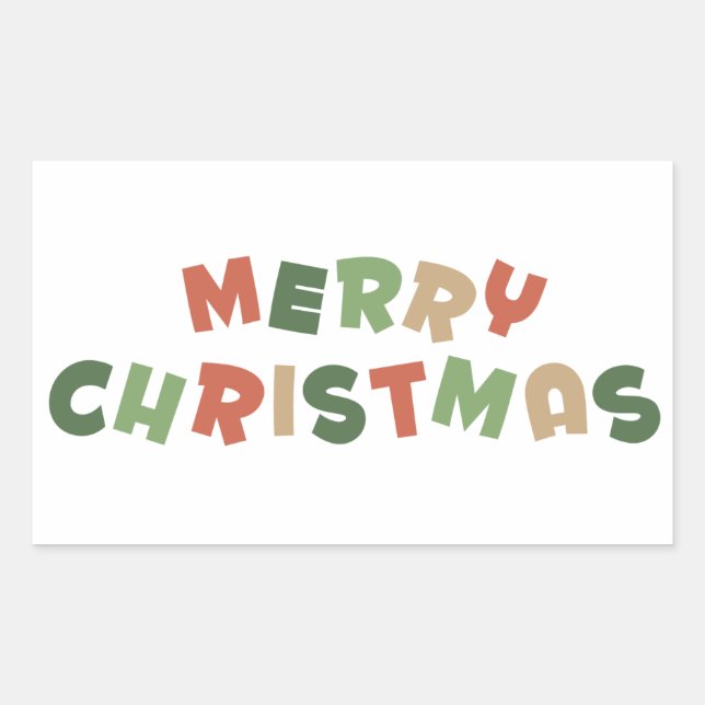 Colourful text merry Christmas letters Rectangular Sticker (Front)