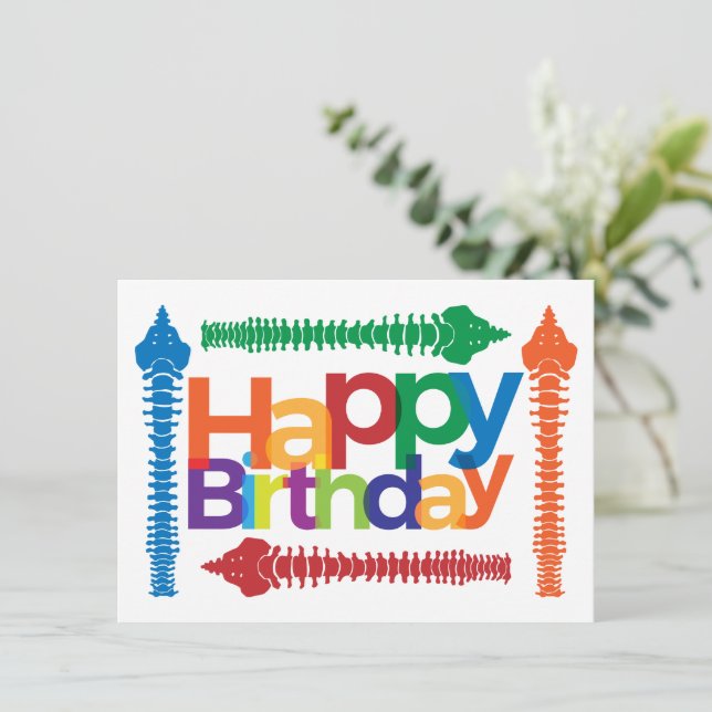 Colourful Text with Spines Chiropractic Birthday  Card (Standing Front)