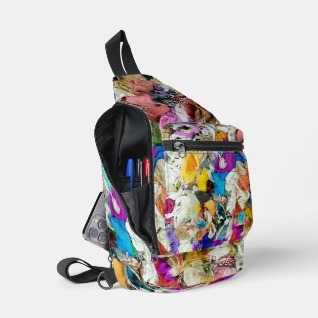 Colourful Textile Abstract Sling Bag (Open)