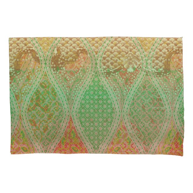 Colourful textile design featuring intricate flora pillowcase (Front-Left)