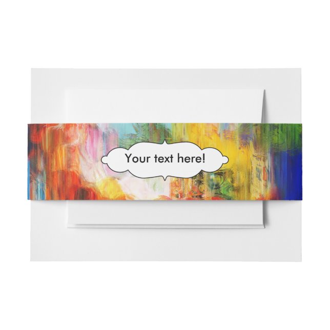Colourful texture invitation belly band (Front Example)