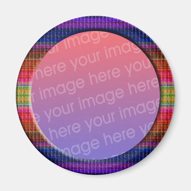 colourful texture stripes photo frame magnet (Front)