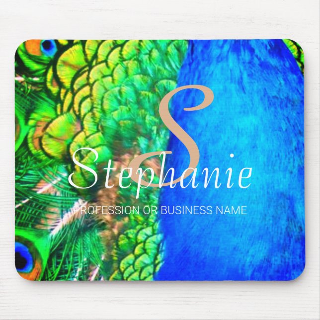 Colourful texture vibrant Peacock creative office  Mouse Pad (Front)