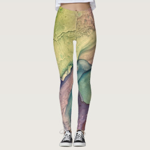 Colourful Textured Alcohol Ink Liquid Abstract Art Leggings