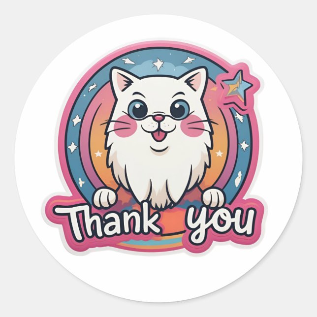Colourful Thank You Classic Round Sticker (Front)