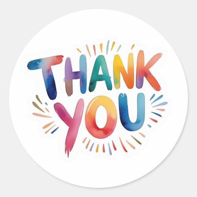 Colourful Thank You Classic Round Sticker (Front)