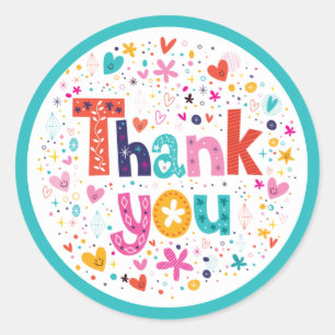 Colourful Thank You  Classic Round Sticker