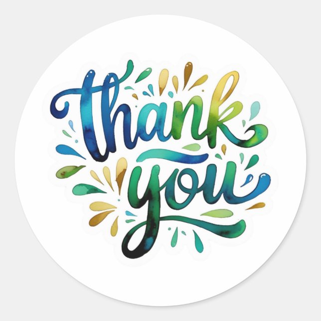 Colourful Thank You Classic Round Sticker (Front)