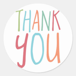Colourful Thank You Classic Round Sticker