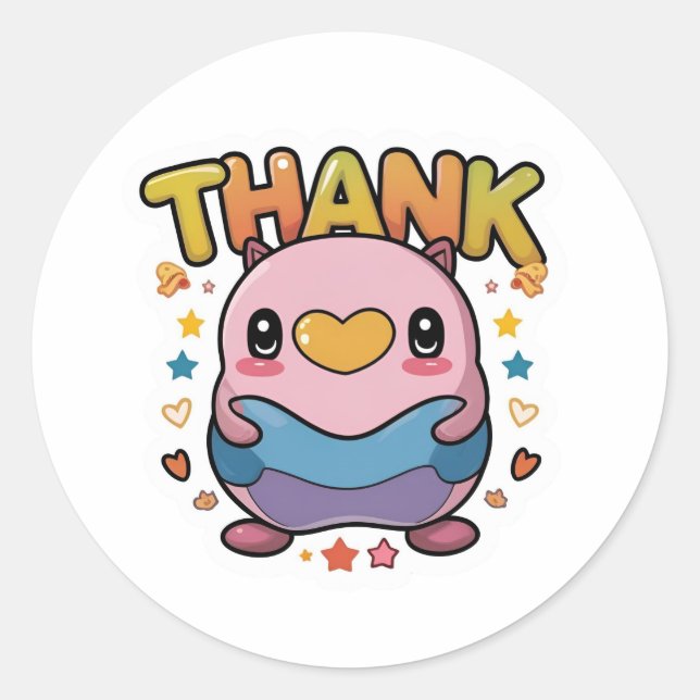 Colourful Thank You Classic Round Sticker (Front)