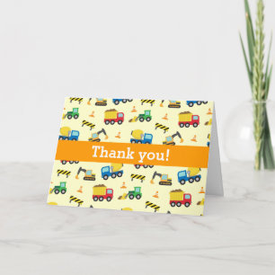 Colourful Thank You, Construction Vehicles Pattern You Card
