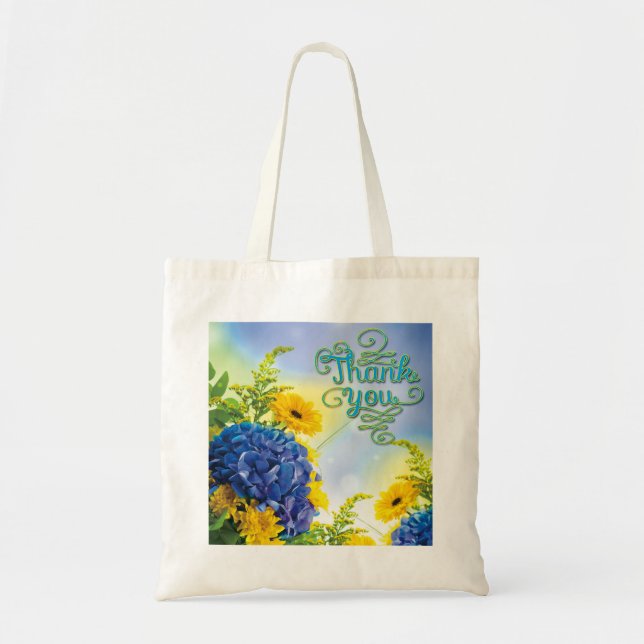 Colourful Thank You Floral Tote Bag (Front)