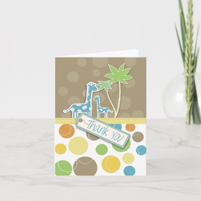 Colourful thank you giraffe card (Front)