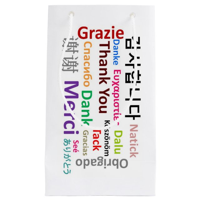 Colourful Thank You, Merci, Grazie, Dank Gift Bag (Front)