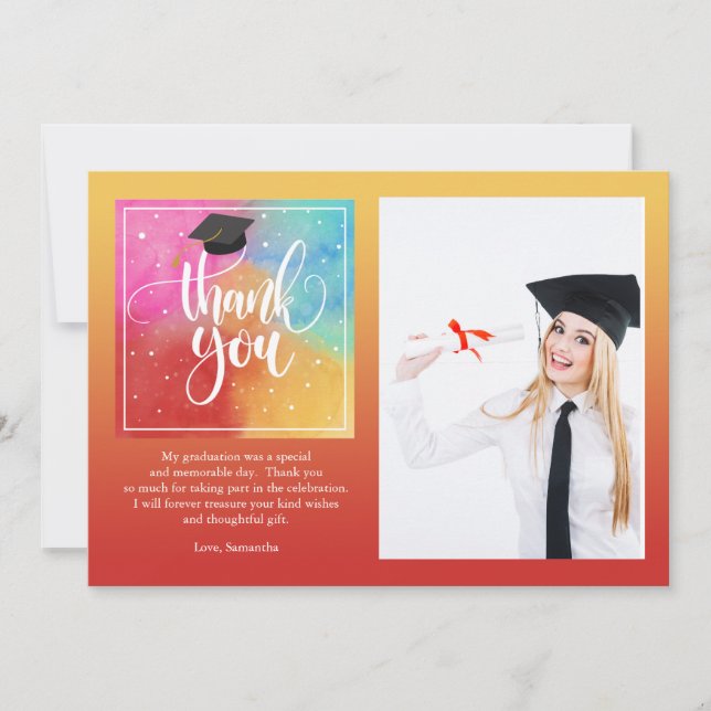 Colourful Thank You Photo Card Horizontal (Front)