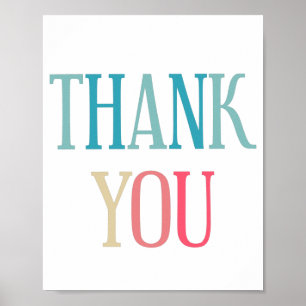 Colourful Thank You Text Typography Design Poster