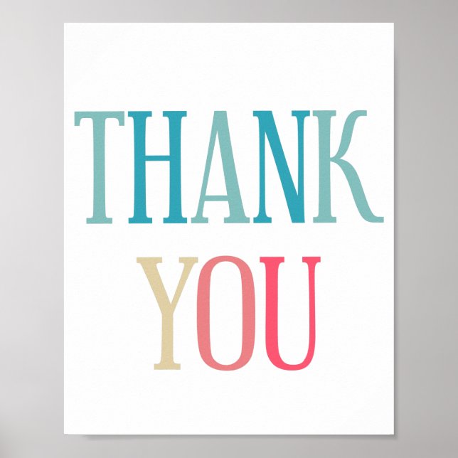 Colourful Thank You Text Typography Design Poster (Front)