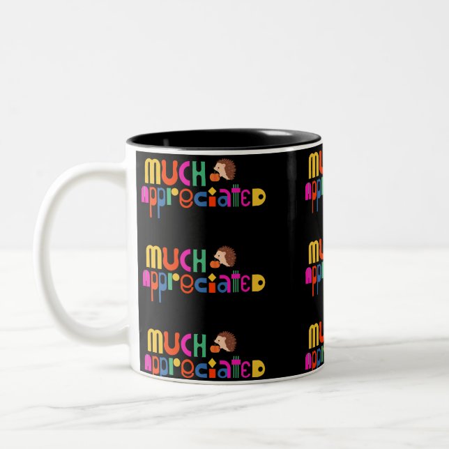 Colourful Thank you theme much appreciated black Two-Tone Coffee Mug (Left)