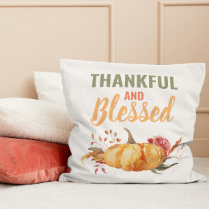 Colourful Thankful And Blessed With Pumpkin Gift Cushion