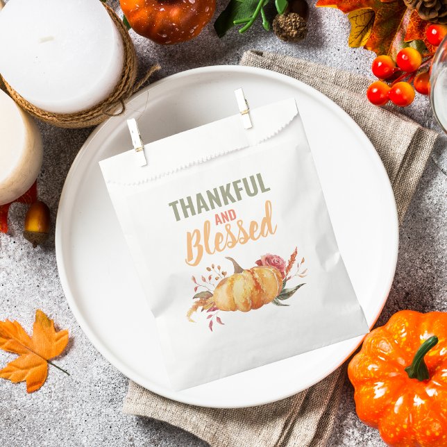 Colourful Thankful And Blessed With Pumpkin Gift Favour Bag (Creator Uploaded)