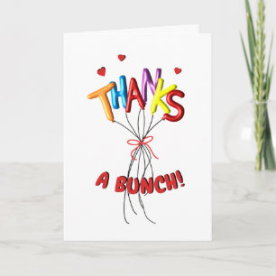Colourful "Thanks" A Bunch Spelled by Balloons Thank You Card