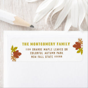 Colourful Thanksgiving Autumn Leaves Return Addres Address Label