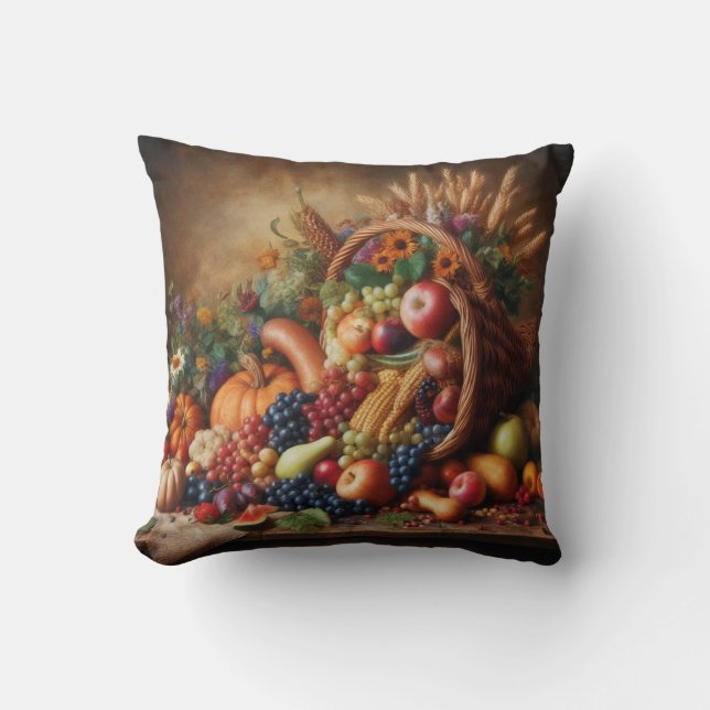 Colourful/Thanksgiving/Cornucopia/Fall Cushion (Front)