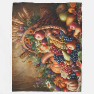 Colourful/Thanksgiving/Cornucopia/Fall Fleece Blanket